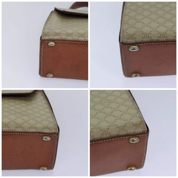 CELINE Macadam Canvas Hand Bag PVC Leather Beige Auth - Picture 16 of 16